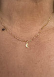 MINI MOON PENDANT GOLD WITH RHINESTONE