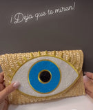 Cartera sobre de Paja Ojo azul