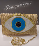 Cartera sobre de Paja Ojo azul
