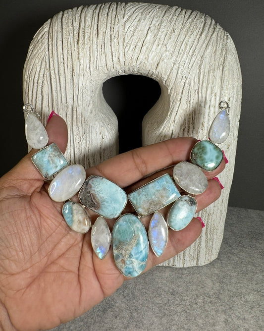 LARIMAR Y RAIMBOW MOONSTONE