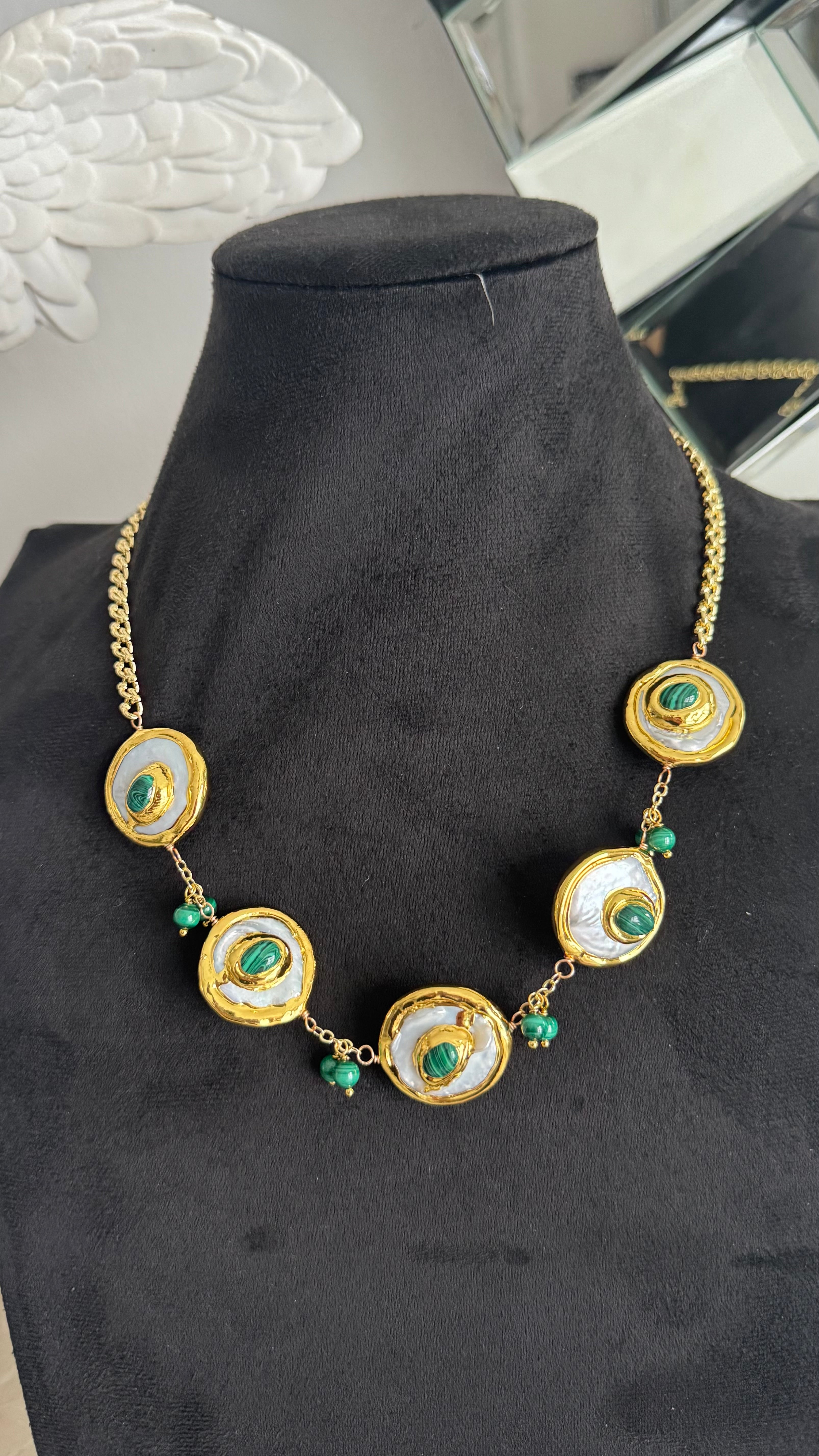 Collar de Perlas con Malaquita