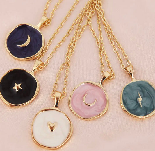 Moon, Star, Lightning, Heart Enamel