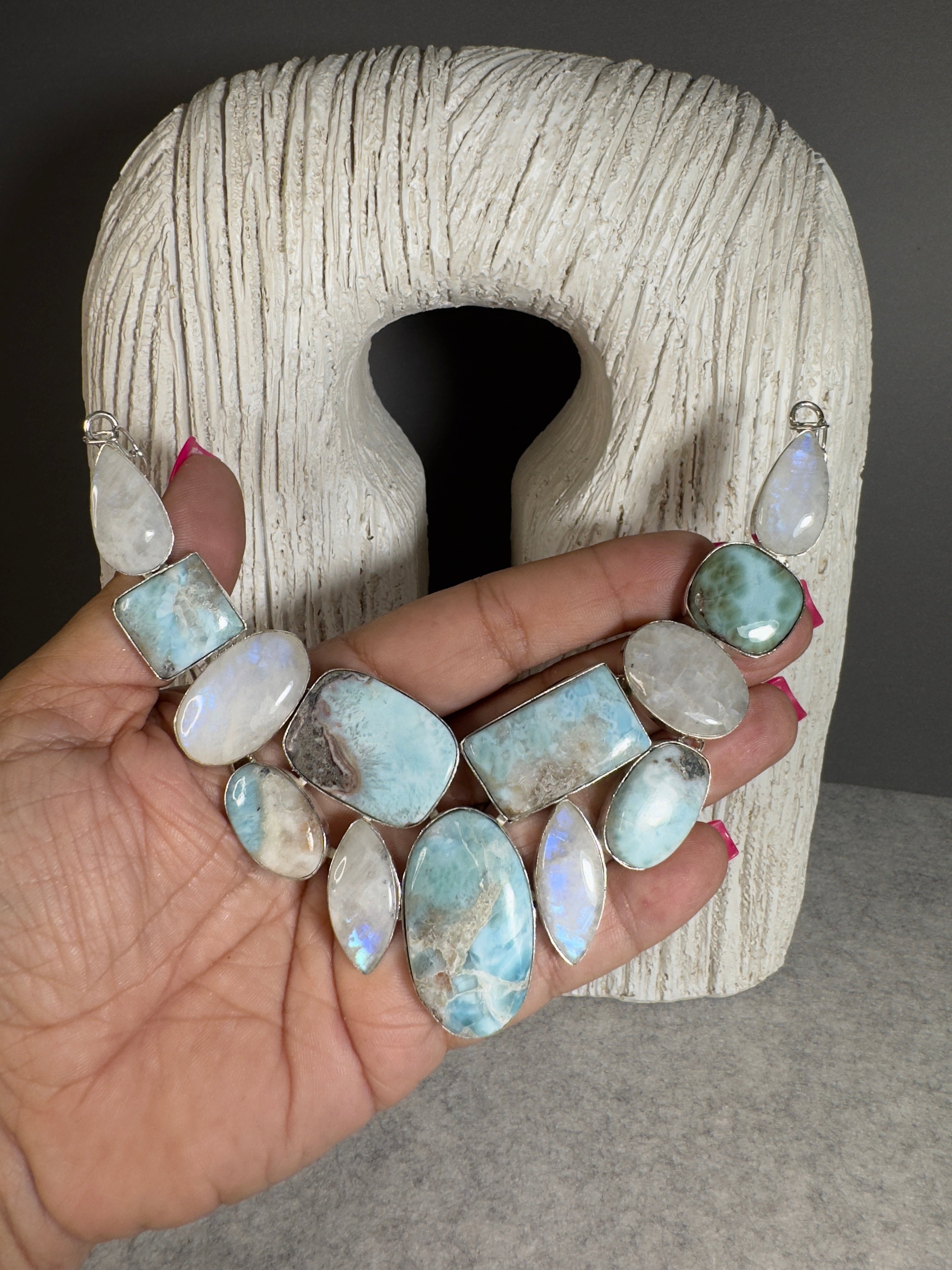 LARIMAR Y RAIMBOW MOONSTONE